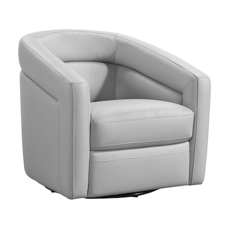 Armen Living Desi Contemporary Swivel Accent Chair in Dove Gray Genuine Leather LCDSCHDV